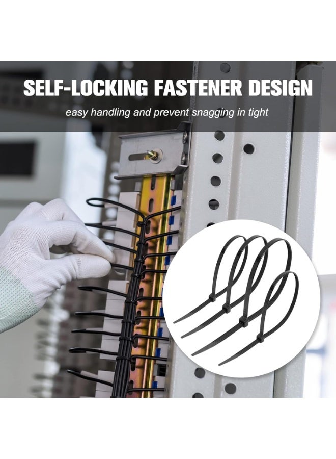 ربطات كابل زيب أسود ، 400 حزمة أحجام مختلفة 4 + 6 + 8 + 12 بوصة ، نايلون ، متعددة الأغراض ، قفل ذاتي - Image 4